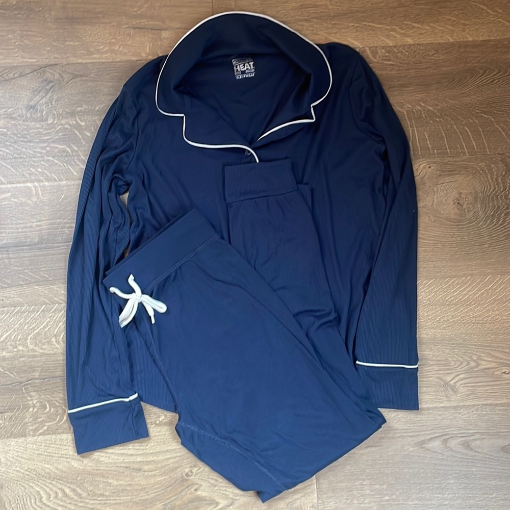🆕 32 Degrees WOMEN'S SOFT RIB BUTTON-UP 2PC SLEEP SET